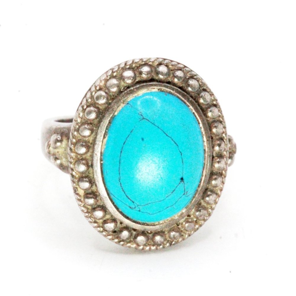 Vintage Sterling Silver Turquoise Cabochon Ring